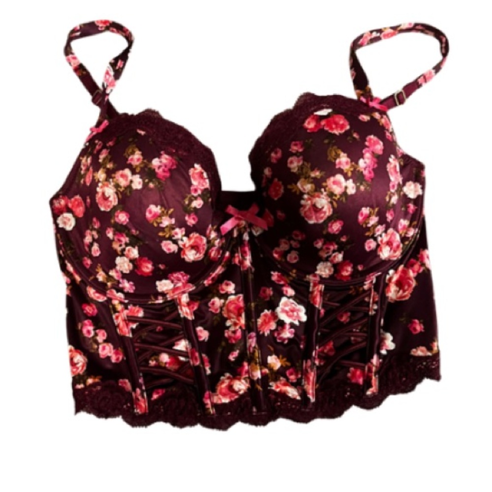 Victoria Secret Burgundy floral corset top